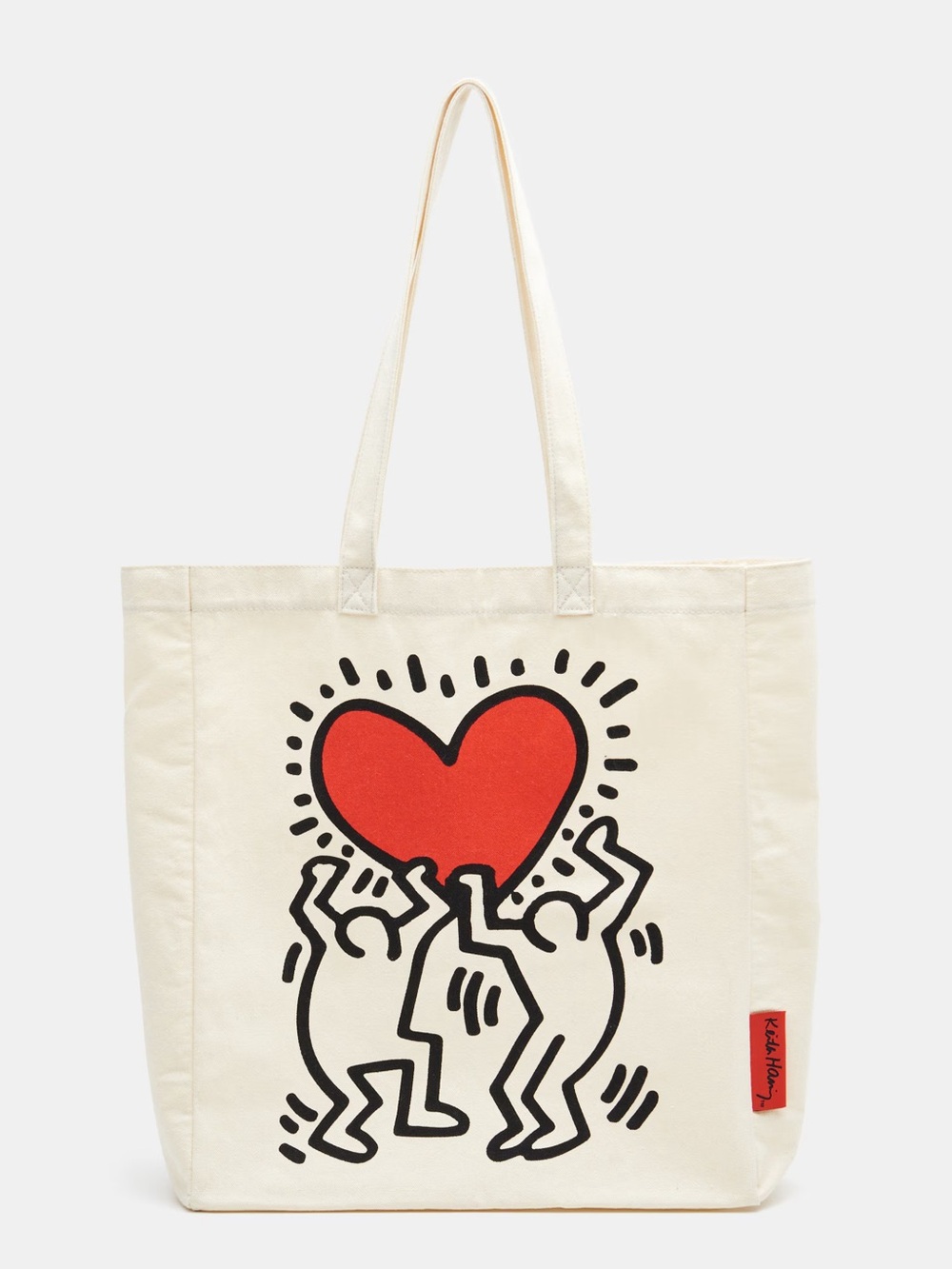 Keith Haring Cream Canvas Shopper Tote Bag Officially Licensed Lightweight NWT